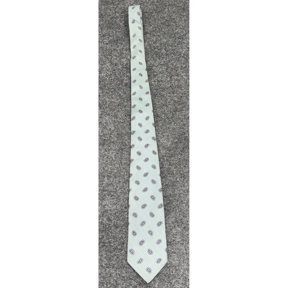Robert Talbott Hand Sewn Finest Linen Tie Light Blue Medallion Made In USA